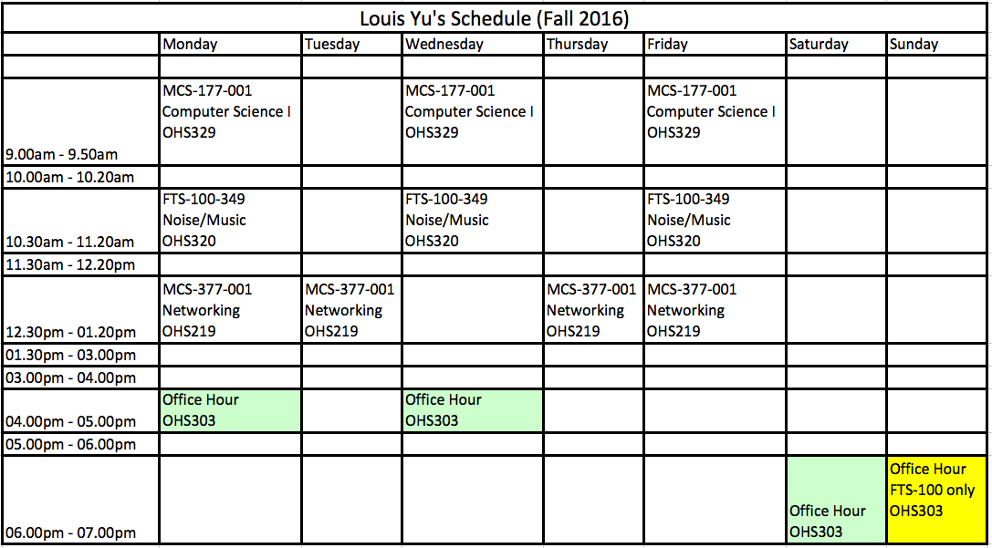 Weekly Schedule