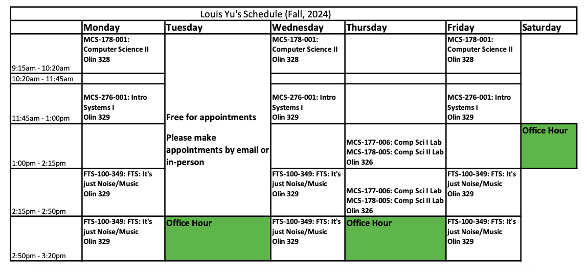 Weekly Schedule