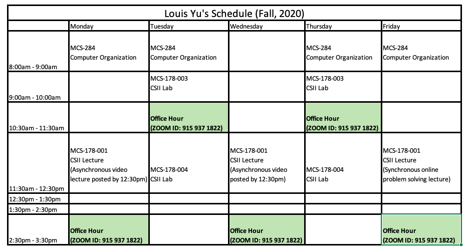 Weekly Schedule