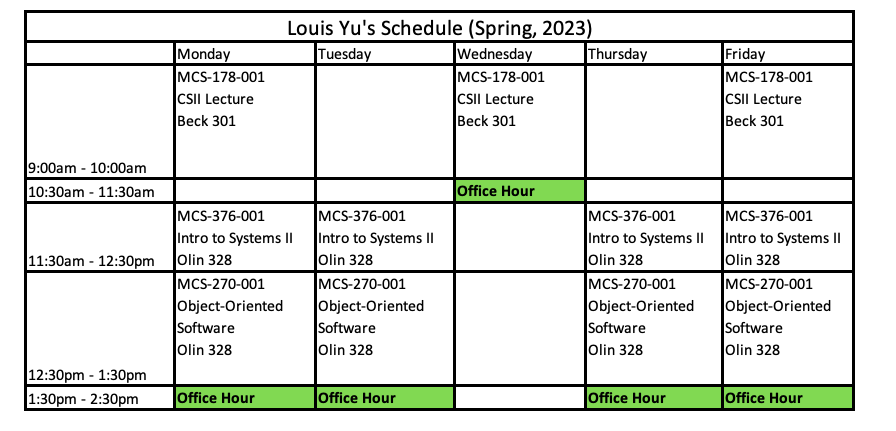 Weekly Schedule