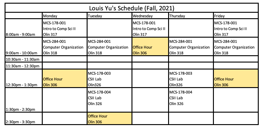 Weekly Schedule