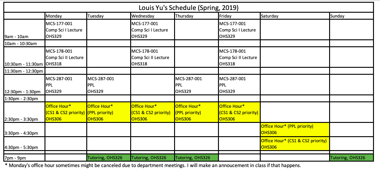 Weekly Schedule